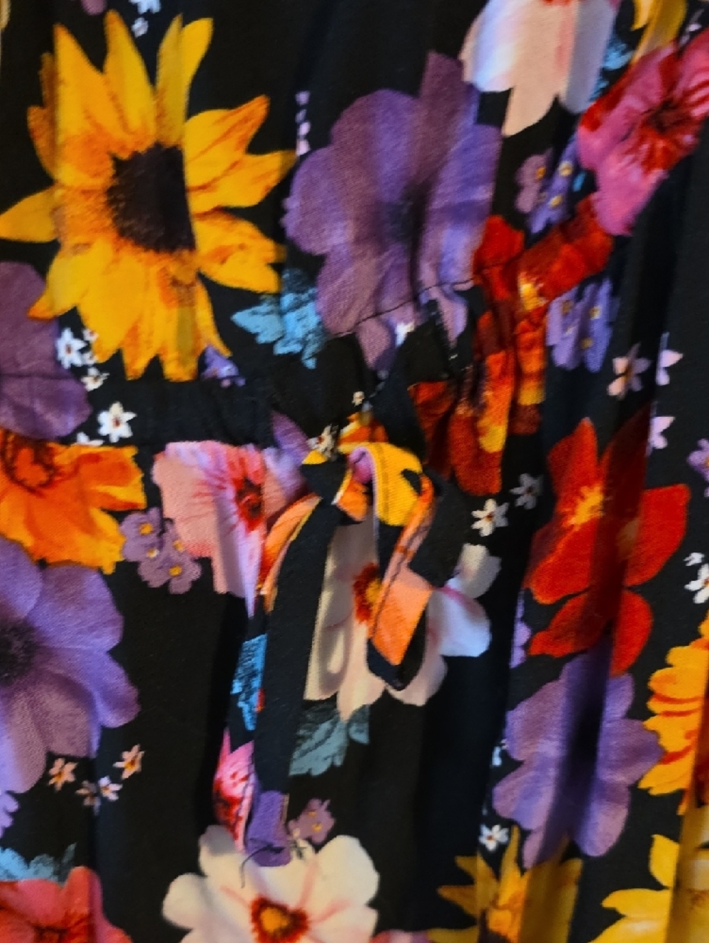 torrid Black Floral Sleeveless Tunic with Crisscross Back - Picture 3 of 6